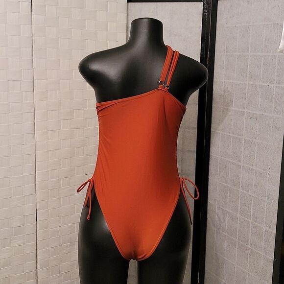 EOMENIE ONE SHOULDER ONE PIECE SWIMSUIT FOR WOMEN HIGH CUT TIE SIDE - Picture 6 of 16